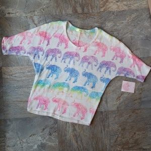 Gaze |  Multi Color Elephant Print Top Size L